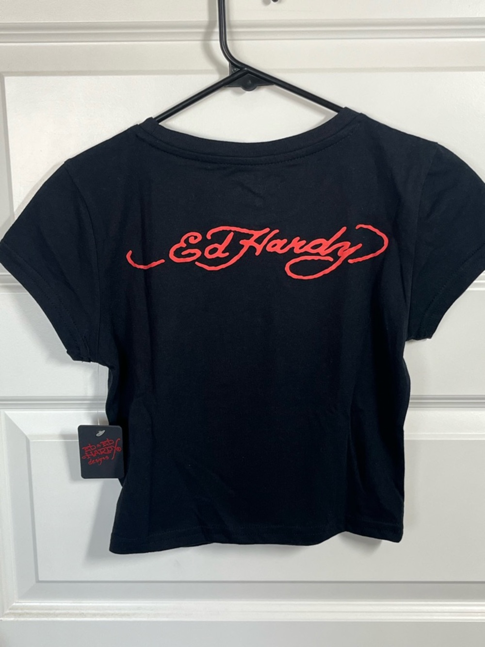 Ed Hardy Tiger Rhinestone Crop Top Y2K Baby Tee Medium - Picture 6 of 7